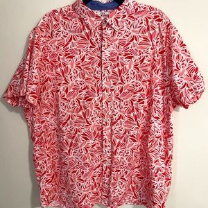Crown & Ivy Red pink Pattern button down collard 2XL